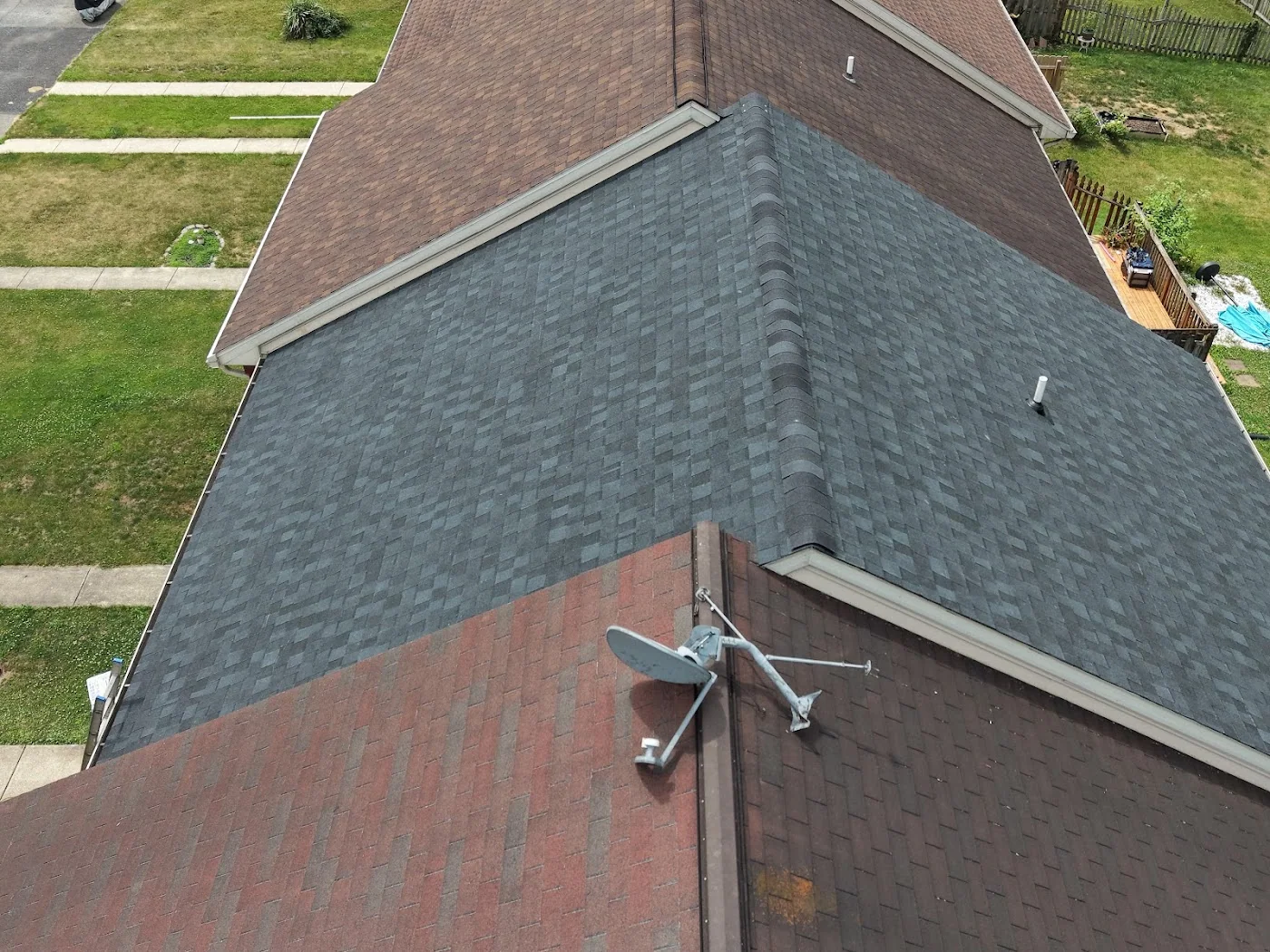 Townhouse roof seen from the side